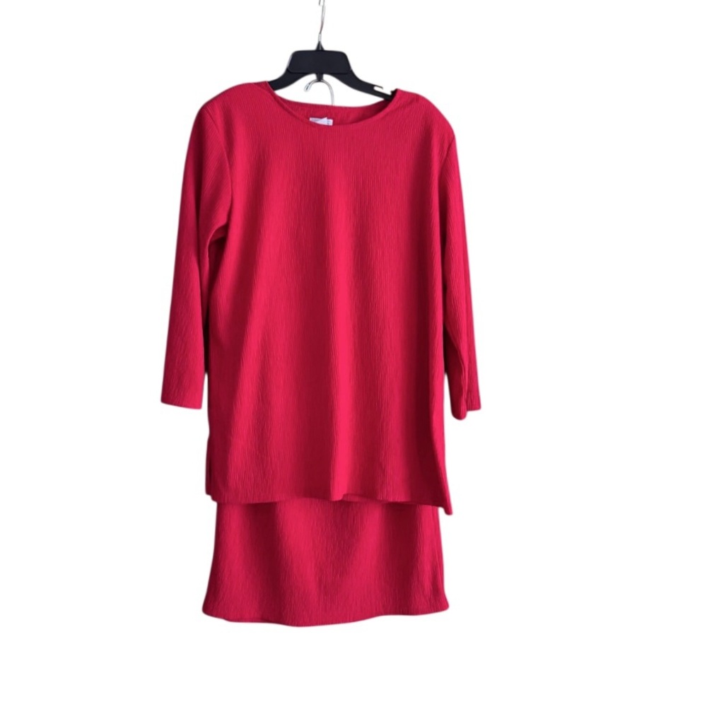 Kathie Lee Red Two-Piece Top & Skirt Set Size XL/16W